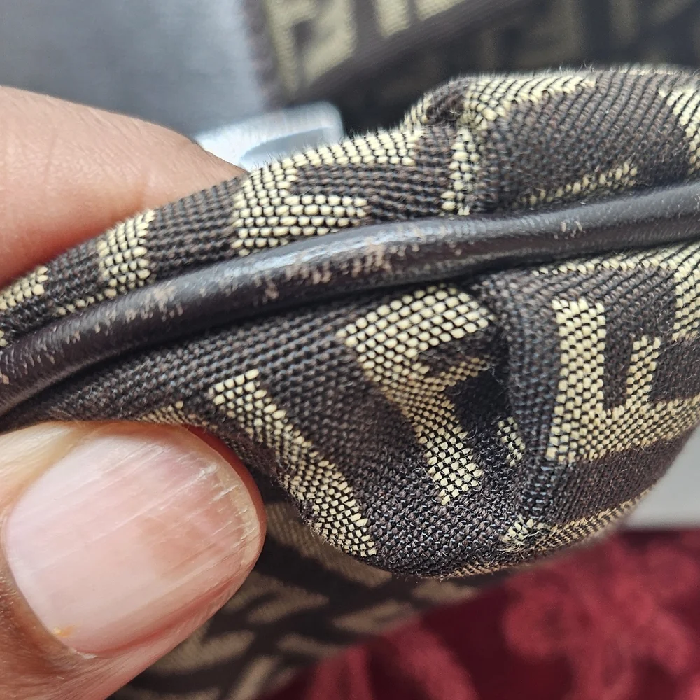 FENDI Zucchino Canvas Mamma Baguette Crossbody Bag - Picture 6 of 11